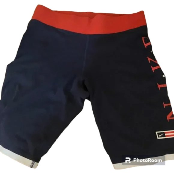 Nike Shorts Nike Blue With Red Bike Shorts Size Medium Poshmark